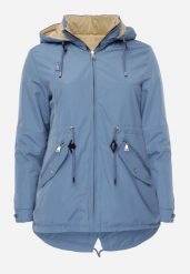 Niebiesko-Beżowa Przejściowa Kurtka Dwustronna o Kroju Parki z Pikowaniem Wewnątrz Zidelle. Niebieskie kurtki damskie Born2be, l, bez wzorów, z jeansu. Za 109.99 zł.