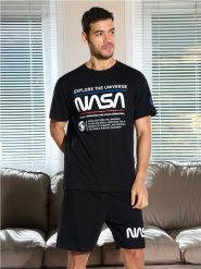 Piżama dwuczęściowa NASA - czarny. Czarne piżamy męskie Sinsay, l, bez wzorów, bez ramiączek. W wyprzedaży za 24.99 zł.