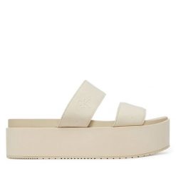 Klapki Calvin Klein Jeans. Klapki damskie Calvin Klein Jeans, bez wzorów, z jeansu, bez obcasa. Za 239.99 zł.