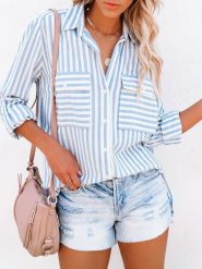 Milan Kiss Koszula w kolorze błękitno-białym rozmiar: M. Białe koszule damskie Milan Kiss, m, bez wzorów, z bawełny, bez kołnierzyka, bez ramiączek. Za 130.99 zł.