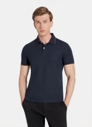 PAKO LORENTE - Granatowy t-shirt polo na guziczki. Niebieskie koszulki polo męskie Pako Lorente, na jesień, l, bez wzorów, z bawełny, bez ramiączek. Za 139.99 zł.