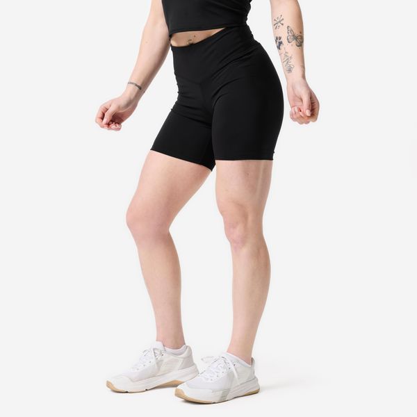 Spodenki do treningu siłowego damskie Domyos. Czarne spodenki sportowe damskie DOMYOS, m, z elastanu, na fitness i siłownię. Za 119.99 zł.