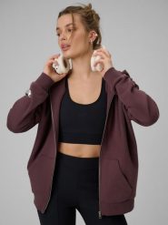 4F Bluza dresowa rozpinana z kapturem damska - brązowa XS. Brązowe bluzy z kapturem damskie 4f, xs, bez wzorów, z dresówki. Za 169.99 zł.