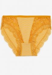 Żółte Bawełniane Majtki Figi z Ozdobną Koronką Waietra. Żółte figi damskie Born2be, l, bez wzorów, z bawełny. Za 4.99 zł.