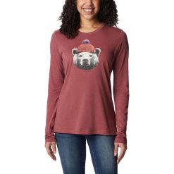 Koszulka damska Columbia Hidden Haven z długim rękawem. Czerwone t-shirty damskie Columbia, s, bez wzorów, bez kołnierzyka. Za 129.00 zł.