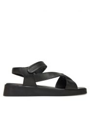 Sergio Bardi Sandały WI16-F1081-01SB Czarny. Czarne sandały damskie Sergio Bardi, bez wzorów, ze skóry, bez obcasa, na płaskiej podeszwie. Za 160.99 zł.