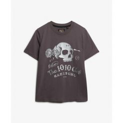 Koszulka damska Superdry Super Skull. Szare t-shirty damskie Superdry., bez wzorów, bez kołnierzyka. W wyprzedaży za 126.60 zł.