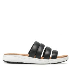 Klapki Caprice. Czarne klapki damskie Caprice, bez wzorów, bez obcasa. Za 159.99 zł.