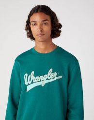 WRANGLER CREW NECK MĘSKA BLUZA BEZ KAPTURA LOGO CIEPŁA BAYBERRY GREEN W6H0I3G26 112331914. Zielone bluzy bez kaptura męskie Wrangler, m. Za 119.99 zł.