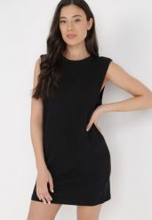 Czarna Sukienka Nemeope. Czarne sukienki damskie Born2be, l, z aplikacjami, z bawełny, klasyczne, bez kołnierzyka, bez ramiączek, mini. W wyprzedaży za 31.99 zł.