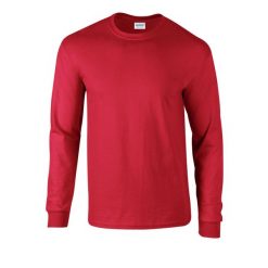 Ultra Bawełniana Koszulka Z Długim Rękawem Unisex Dla Dorosłych. Czerwone bluzki damskie Gildan, xl, bez wzorów, z bawełny, sportowe, bez kołnierzyka, bez ramiączek. Za 60.99 zł.