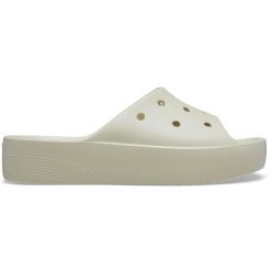 Klapki plażowe damskie Crocs Classic Platform Slide. Brązowe klapki damskie Crocs, bez wzorów, bez obcasa. Za 142.99 zł.