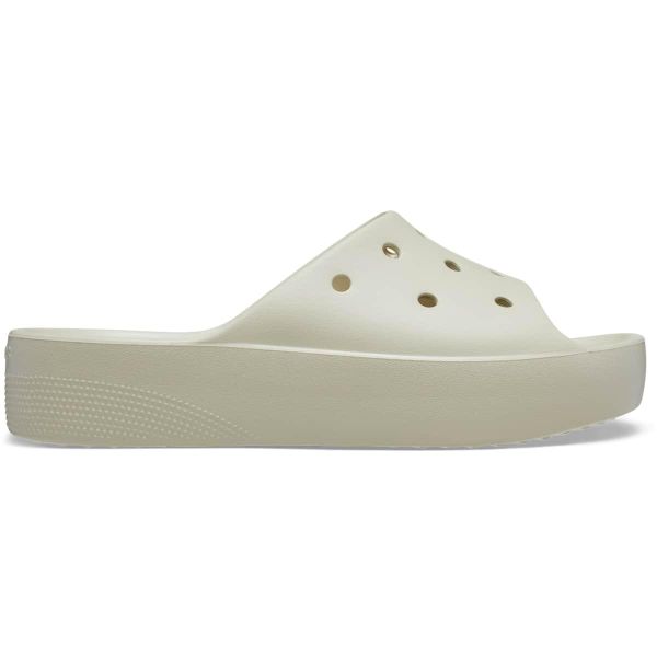 Klapki plażowe damskie Crocs Classic Platform Slide. Brązowe klapki damskie Crocs, bez wzorów, bez obcasa. Za 142.99 zł.