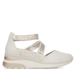 Półbuty Remonte. Brązowe półbuty damskie Remonte, bez wzorów, bez obcasa, na koturnie. Za 369.99 zł.