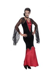 CHAKS Sukienka kostiumowa "Vampiress" w kolorze czarno-czerwonym rozmiar: L. Czarne sukienki damskie CHAKS, na karnawał, l, bez wzorów, bez kołnierzyka, bez ramiączek. Za 79.21 zł.