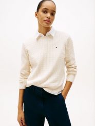 Tommy Hilfiger Sweter z dzianiny Kobiety Bawełna beżowy, S. Brązowe swetry klasyczne damskie Tommy Hilfiger, s, z bawełny, bez kołnierzyka. Za 529.95 zł.