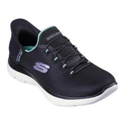 Buty Skechers Slip-ins Summits - Diamond Dream 150123-BKTQ czarne. Czarne buty sportowe na co dzień damskie bez wzorów, z tkaniny, trekkingowe. Za 517.53 zł.