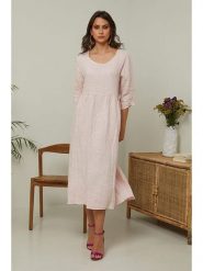 Joséfine Lniana sukienka "Gustav" w kolorze jasnoróżowym rozmiar: S. Różowe sukienki damskie Joséfine, s, bez wzorów, ze lnu, bez kołnierzyka, bez ramiączek, midi, rozkloszowane. Za 195.99 zł.