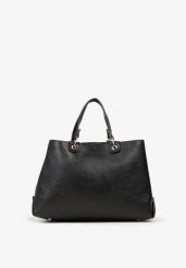 Czarna Dwukomorowa Torebka Typu Shopper Ozdobiona Metalicznymi Aplikacjami Adorrive. Czarne shopper bag damskie Born2be, z aplikacjami, z jeansu, bez dodatków. Za 169.99 zł.