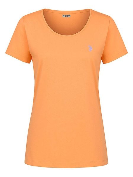 U.S. Polo Assn. Koszulka w kolorze łososiowym rozmiar: XXL. Pomarańczowe bluzki damskie U.S. Polo Assn., s, bez wzorów, bez kołnierzyka, bez ramiączek. Za 87.95 zł.