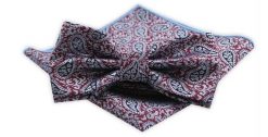Zestaw: Mucha z Poszetką - Alties - Wzór Paisley, Czerwień i Popiel. Czerwone krawaty i muchy męskie Alties, bez wzorów, eleganckie. Za 54.00 zł.