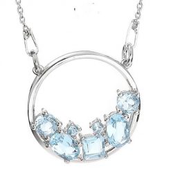 TARA Srebrny naszyjnik wisiorek blue topaz celebrytka 2,1 ct. Niebieskie naszyjniki damskie Braccatta, na co dzień, metalowe. Za 450.00 zł.