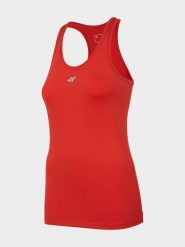 4F Top treningowy slim szybkoschnący damski - czerwony XXL. Czerwone topy damskie 4f, xs, bez wzorów, z dzianiny, bez kołnierzyka. Za 59.99 zł.