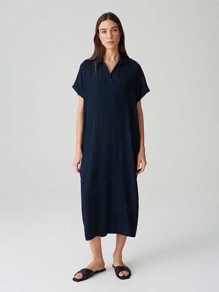 OPUS Sukienka w kolorze granatowym rozmiar: 38. Niebieskie sukienki damskie Opus, bez wzorów, z bawełny, bez kołnierzyka, bez ramiączek, midi. Za 217.23 zł.