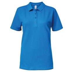 Dwukolorowa Koszulka Polo Z Krótkim Rękawem Softstyle Damska Z Krótkim Rękawem. Niebieskie bluzki sportowe damskie Gildan, xl, bez wzorów, bez ramiączek. Za 59.99 zł.