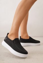 Czarne Siateczkowe Tenisówki pod Kostkę na Grubej Podeszwie Phisiane. Czarne trampki i tenisówki damskie Born2be, bez wzorów, z jeansu. Za 69.99 zł.
