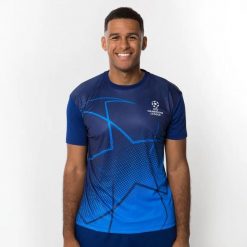 Koszulka piłkarska dla dorosłych Champions League. Niebieskie t-shirty sportowe męskie CHAMPIONS LEAGUE, l, bez ramiączek, do piłki nożnej. W wyprzedaży za 99.99 zł.