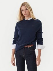 Tommy Hilfiger Sweter WW0WW46438 Granatowy Regular Fit. Niebieskie swetry klasyczne damskie Tommy Hilfiger, xxs, z wełny, bez kołnierzyka. Za 559.99 zł.