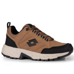 Buty męskie sportowe Lotto KETCHAM. Brązowe buty trekkingowe męskie Lotto, z materiału, bez zapięcia, trekkingowe. Za 129.00 zł.