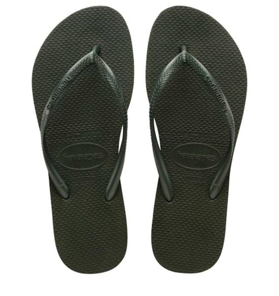 Klapki damskie Havaianas Slim. Zielone klapki damskie Havaianas, bez wzorów, bez obcasa. Za 160.50 zł.