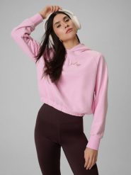 4F Bluza dresowa regular z kapturem damska - różowa M. Czerwone bluzy z kapturem damskie 4f, m, z dresówki. Za 159.99 zł.