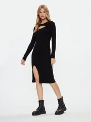 ONLY Sukienka dzianinowa 15307302 Czarny Regular Fit. Czarne sukienki damskie Only, l, bez wzorów, z dzianiny, bez kołnierzyka, bez ramiączek. Za 119.99 zł.