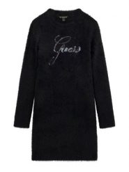 Guess Sukienka dzianinowa J6BK05 Z1294 Czarny Regular Fit. Czarne sukienki dziewczęce Guess, z aplikacjami, z dzianiny, bez ramiączek. Za 284.99 zł.
