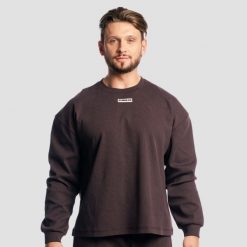 Bluza męska oversize bez kaptura brązowa Aura Tee. Brązowe bluzy sportowe męskie GYMBEAM, bez wzorów, z bawełny, wakacyjne, bez kołnierzyka, bez ramiączek. Za 131.90 zł.