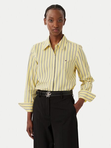 Tommy Hilfiger Koszula Summer WW0WW51155 Żółty Regular Fit. Żółte koszule damskie Tommy Hilfiger, bez wzorów, z bawełny, bez kołnierzyka, bez ramiączek. Za 314.99 zł.
