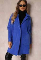 Granatowy Płaszcz z Bawełną Oversize Brumisia. Niebieskie płaszcze damskie Renee, na zimę, bez wzorów, z bawełny. Za 159.99 zł.