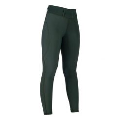 Damskie legginsy jeździeckie z pełną przyczepnością HKM Jil High Waist. Zielone legginsy damskie HKM, bez wzorów, z materiału. Za 302.50 zł.