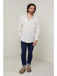 Lin Passion Koszula w kolorze kremowym rozmiar: L/XL. Brązowe koszule męskie Lin Passion, l, bez wzorów, z bawełny, bez kołnierzyka, bez ramiączek. Za 154.07 zł.