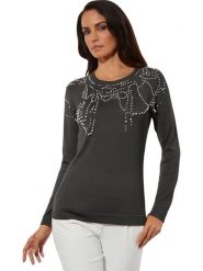 Creation L Sweter w kolorze antracytowym rozmiar: 48. Czarne swetry klasyczne damskie creation L, l, bez kołnierzyka. Za 71.07 zł.