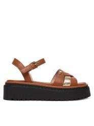 Liu Jo Sandały Bessie 01 SA6159 PX026 Brązowy. Brązowe sandały damskie Liu Jo, bez wzorów, ze skóry, bez obcasa, na koturnie. Za 559.99 zł.