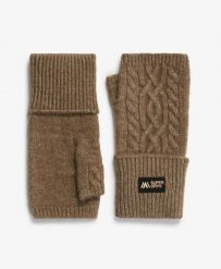 Superdry Rękawiczki Cable Luxe ogrzewacze dłoni bez palców z klapką – Moss Khaki. Zielone rękawiczki damskie Superdry., z aplikacjami, z materiału. Za 144.55 zł.