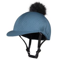 Czapka na kask jeździecki QHP Micah. Niebieskie czapki z daszkiem damskie QHP, bez wzorów, z elastanu. Za 191.00 zł.
