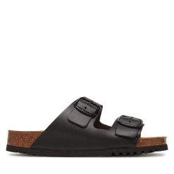 Klapki Scholl. Czarne klapki damskie Scholl, bez wzorów, bez obcasa. Za 299.99 zł.