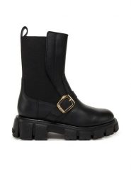 LOVE MOSCHINO Sztyblety JA24105G1NIA000036 Czarny. Czarne botki damskie Love Moschino, ze skóry, bez obcasa, na płaskiej podeszwie, bez zapięcia. Za 879.99 zł.