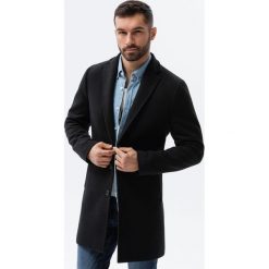 Jednorzędowy długi płaszcz męski w stylu garniturowym – czarny V1 OM-COWC-0105 - XL. Czarne płaszcze męskie Ombre Clothing, l, bez wzorów, z materiału, eleganckie. Za 269.99 zł.