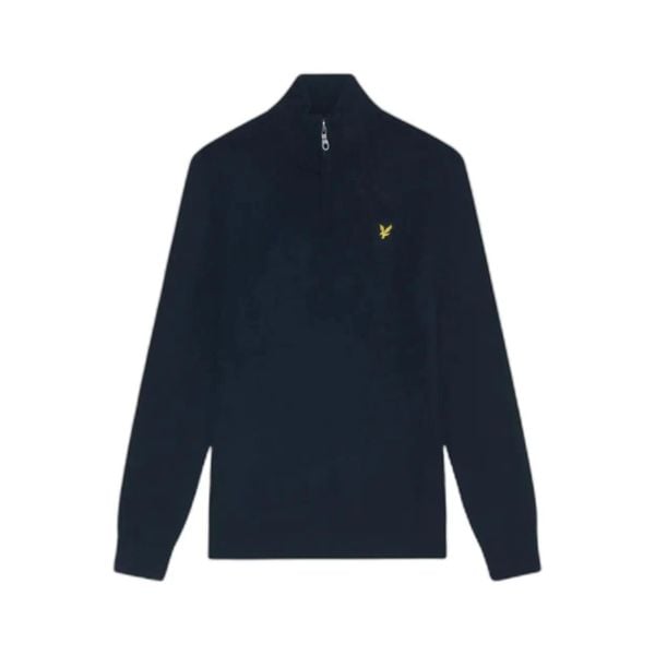 Sweter z bawełny i wełny merino z zamkiem 1/4 Lyle & Scott. Niebieskie swetry męskie LYLE AND SCOTT, l, bez wzorów, z bawełny, bez kołnierzyka. Za 397.70 zł.